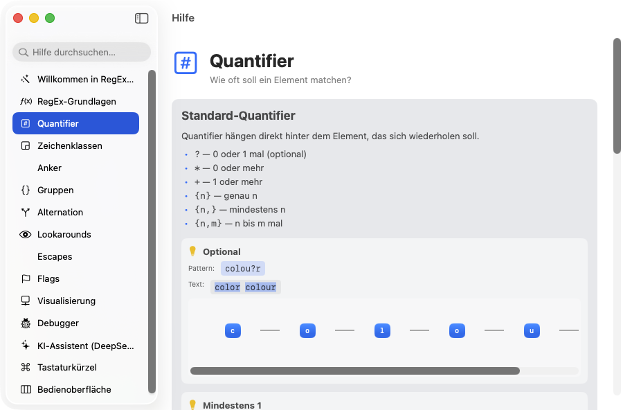 Hilfe — Quantifier