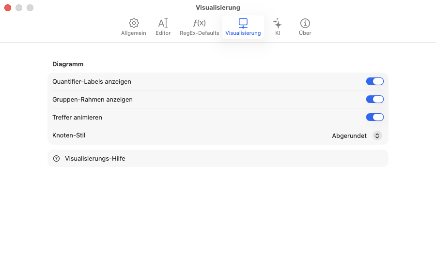 Einstellungen — Visualisierung